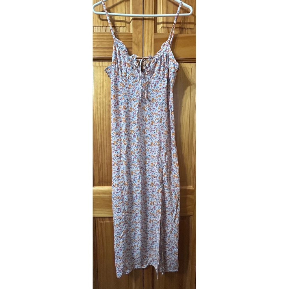 Aeropostale Women's Medium Blue Floral Midi Dress Spaghetti Strap NWT Boho